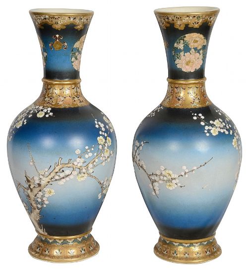 LARGE PAIR JAPANESE SATSUMA VASES CIRCA 1890 50CM - ADDITIONAL PHOTO 1