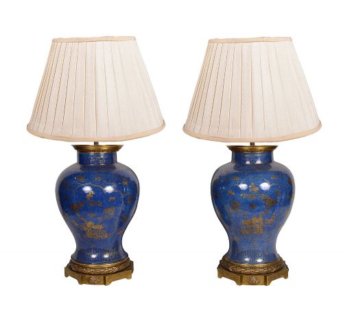 PAIR C19TH POWDER BLUE CHINESE VASES LAMPS WITH ORMOLU MOUNTS - ADDITIONAL PHOTO 7