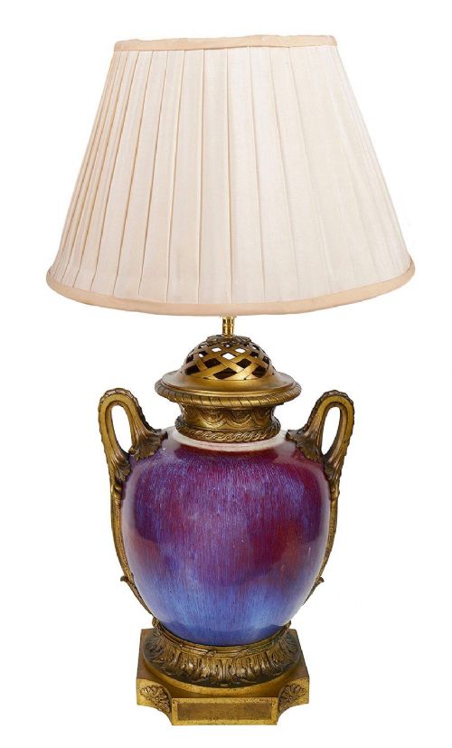18TH CENTURY CHINESE SANG DU BOUF LIDDED VASE LAMP