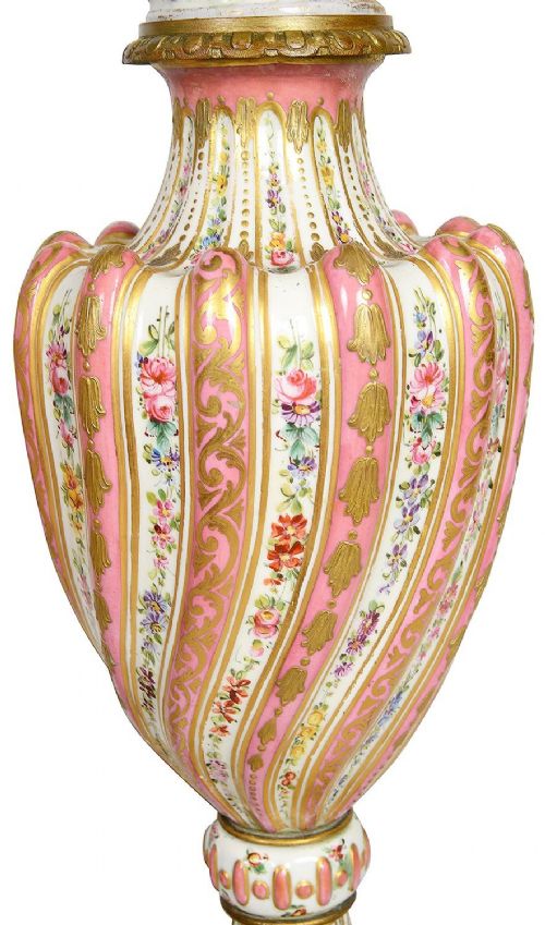 PAIR C19TH PINK SEVRES STYLE LIDDED VASES - ADDITIONAL PHOTO 3