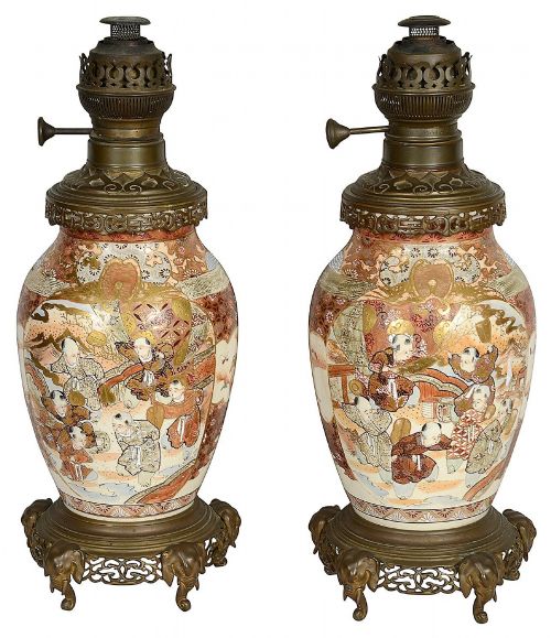 PAIR SATSUMA LAMPS C19TH - ADDITIONAL PHOTO 2
