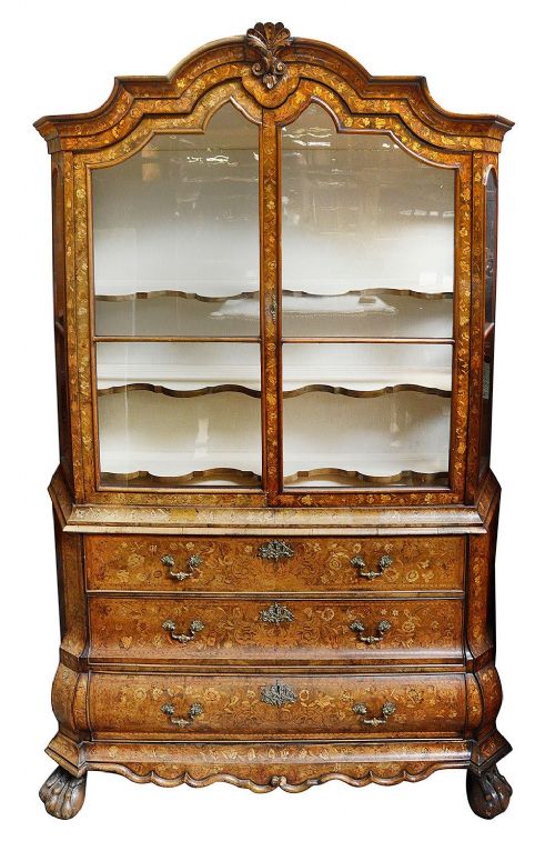 C18TH DUTCH MARQUETRY INLAID VITRINE