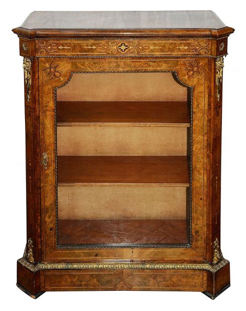 PAIR VICTORIAN WALNUT INLAID SIDE CABINETS CIRCA 1880 - ADDITIONAL PHOTO 1