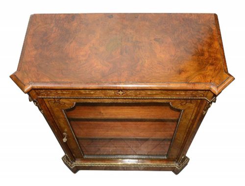 PAIR VICTORIAN WALNUT INLAID SIDE CABINETS CIRCA 1880 - ADDITIONAL PHOTO 3