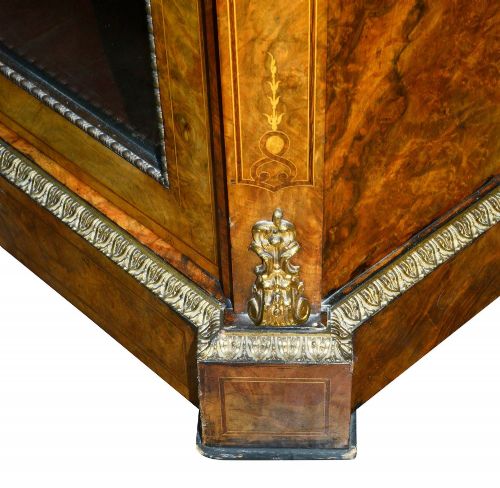 PAIR VICTORIAN WALNUT INLAID SIDE CABINETS CIRCA 1880 - ADDITIONAL PHOTO 4