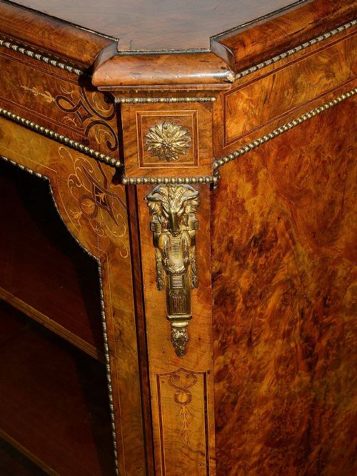 PAIR VICTORIAN WALNUT INLAID SIDE CABINETS CIRCA 1880 - ADDITIONAL PHOTO 5