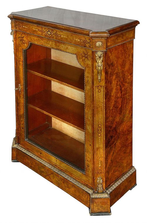 PAIR VICTORIAN WALNUT INLAID SIDE CABINETS CIRCA 1880 - ADDITIONAL PHOTO 6