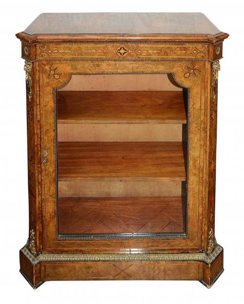 PAIR VICTORIAN WALNUT INLAID SIDE CABINETS CIRCA 1880 - ADDITIONAL PHOTO 8