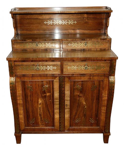 REGENCY PERIOD BRASS INLAID CHIFFONIER CIRCA 1820 - ADDITIONAL PHOTO 1