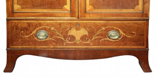 FINE QUALITY EDWARDIAN MAHOGANY INLAID TWO DOOR WARDROBE - ADDITIONAL PHOTO 5