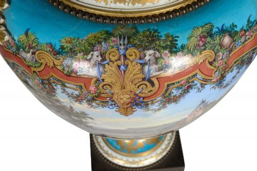 LARGE PAIR SEVRES STYLE LIDDED VASES CIRCA 1880 - ADDITIONAL PHOTO 8