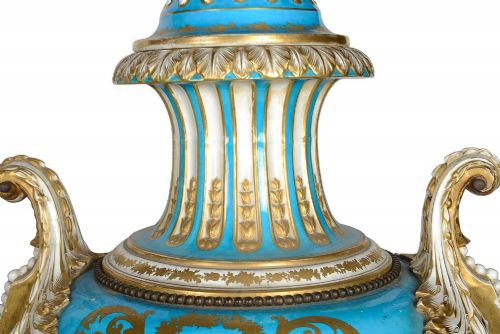 LARGE PAIR SEVRES STYLE LIDDED VASES CIRCA 1880 - ADDITIONAL PHOTO 12