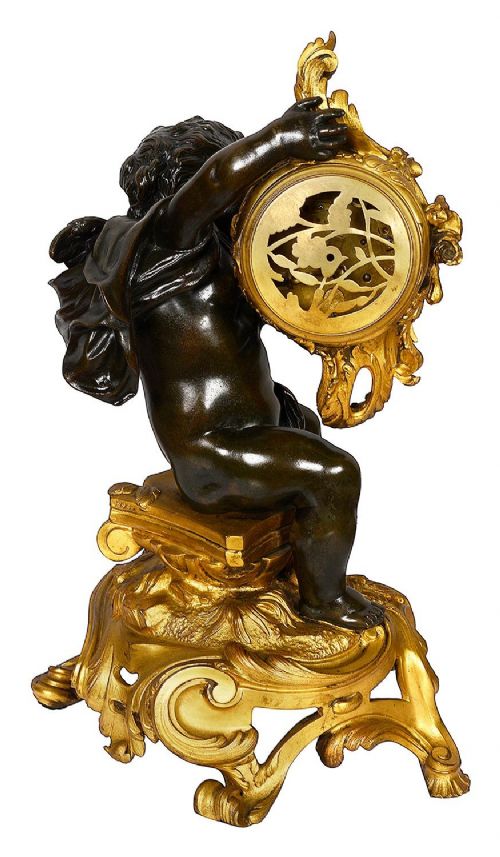 C19TH FRENCH CLASSICAL CHERUB MANTLE CLOCK 37CM HIGH - ADDITIONAL PHOTO 3