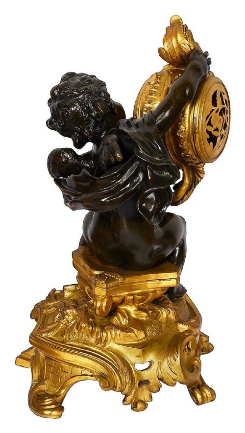 C19TH FRENCH CLASSICAL CHERUB MANTLE CLOCK 37CM HIGH - ADDITIONAL PHOTO 5