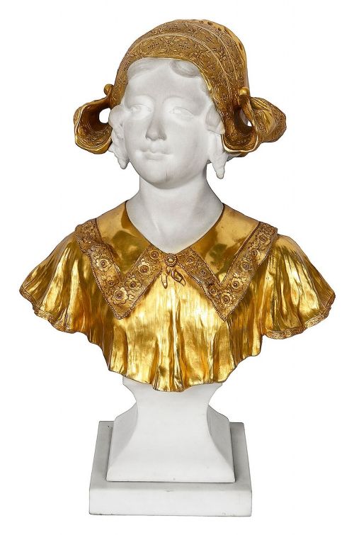 C19TH MARBLE BUST OF DUTCH GIRL - ADDITIONAL PHOTO 1