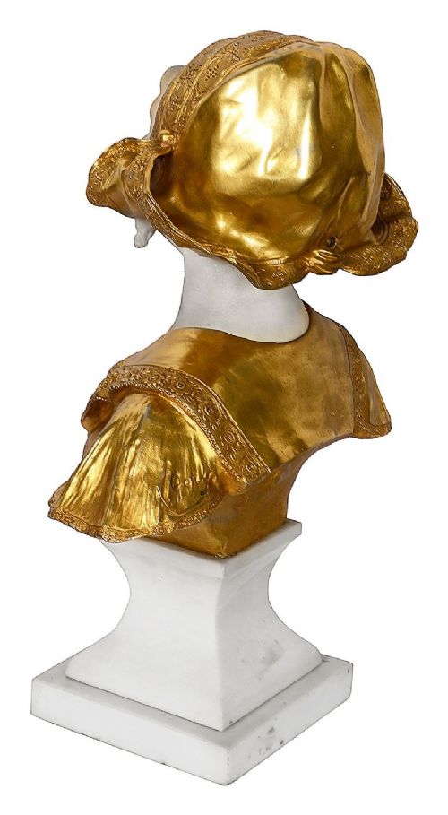 C19TH MARBLE BUST OF DUTCH GIRL - ADDITIONAL PHOTO 4