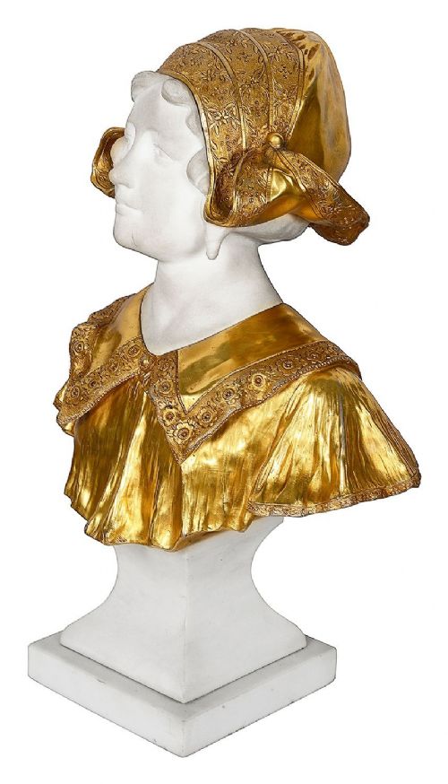 C19TH MARBLE BUST OF DUTCH GIRL - ADDITIONAL PHOTO 5