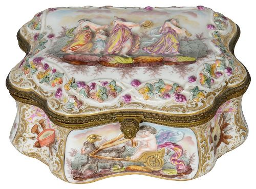 LATE C19TH PORCELAIN JEWELLERY CASKET - ADDITIONAL PHOTO 1
