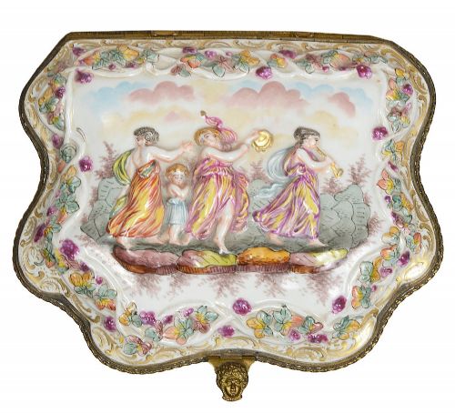 LATE C19TH PORCELAIN JEWELLERY CASKET - ADDITIONAL PHOTO 5