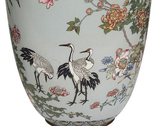 FINE QUALITY PAIR OF JAPANESE CLOISONN ENAMEL VASES LAMPS 1890 - ADDITIONAL PHOTO 4
