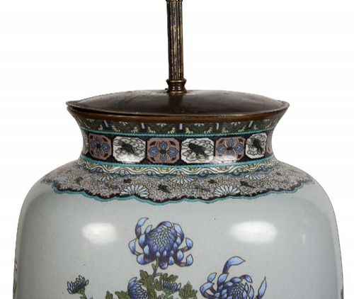 FINE QUALITY PAIR OF JAPANESE CLOISONN ENAMEL VASES LAMPS 1890 - ADDITIONAL PHOTO 8