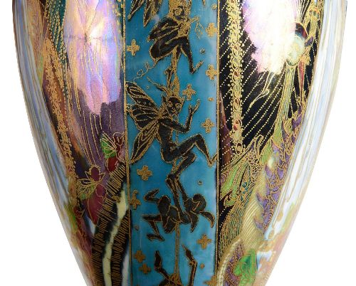 PAIR WEDGWOOD FAIRYLAND LUSTRE BALUSTER VASES DECORATED WITH THE CANDLEMAS DESIGN BY DAISY MAKEIG JONES - ADDITIONAL PHOTO 5