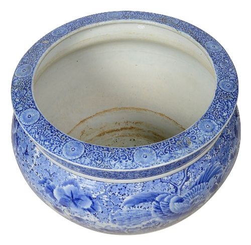 LARGE JAPANESE BLUE WHITE PORCELAIN JARDINIERE CIRCA 1900 - ADDITIONAL PHOTO 1