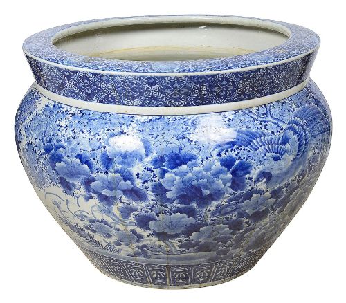 LARGE JAPANESE BLUE WHITE PORCELAIN JARDINIERE CIRCA 1900 - ADDITIONAL PHOTO 3