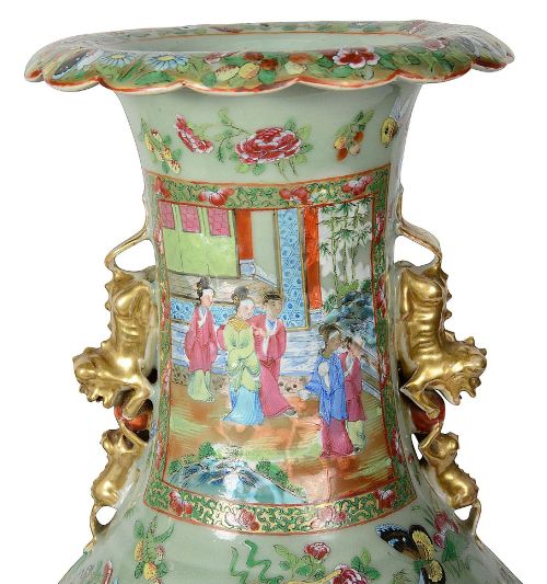 PAIR C19TH ROSE MEDALLION VASES LAMPS - ADDITIONAL PHOTO 7