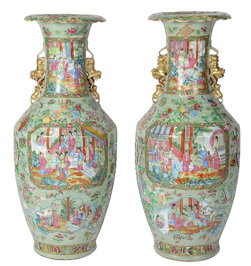 PAIR C19TH ROSE MEDALLION VASES LAMPS - ADDITIONAL PHOTO 10