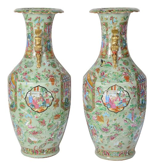 PAIR C19TH ROSE MEDALLION VASES LAMPS - ADDITIONAL PHOTO 11