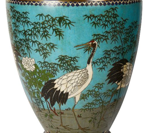 PAIR CHINESE CLOISONN ENAMEL VASES LAMPS 1890 - ADDITIONAL PHOTO 3