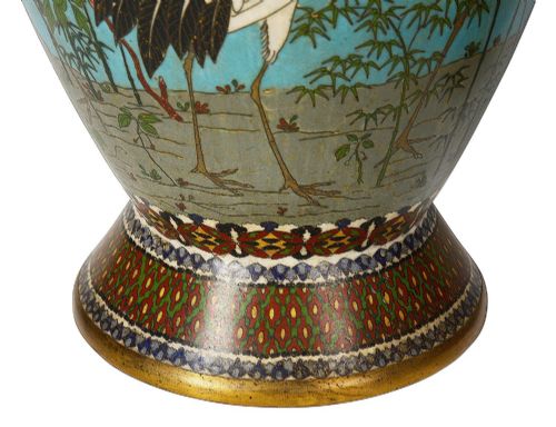 PAIR CHINESE CLOISONN ENAMEL VASES LAMPS 1890 - ADDITIONAL PHOTO 4