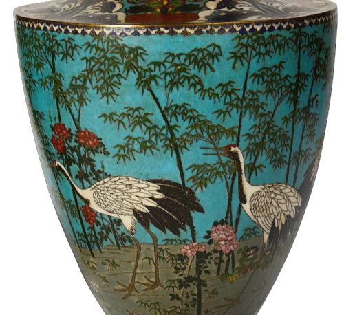 PAIR CHINESE CLOISONN ENAMEL VASES LAMPS 1890 - ADDITIONAL PHOTO 5