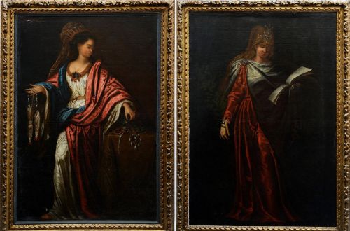 Pair 18th Century Paintings of the Siblys Cumae + Delphi, Circa 1700. French School.