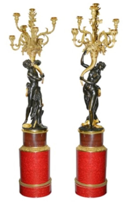 Large fine quality pair of Louis XVI style bronze candelabra, circa 1860.