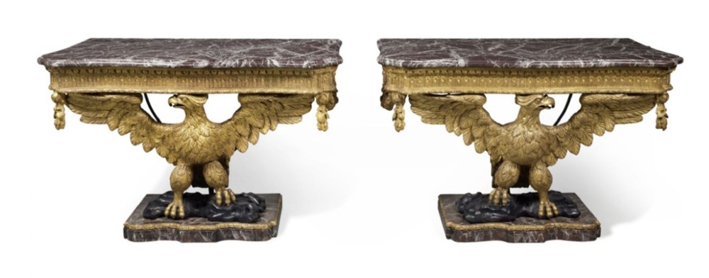 Pair William Kent style Eagle Console tables, circa 1880
