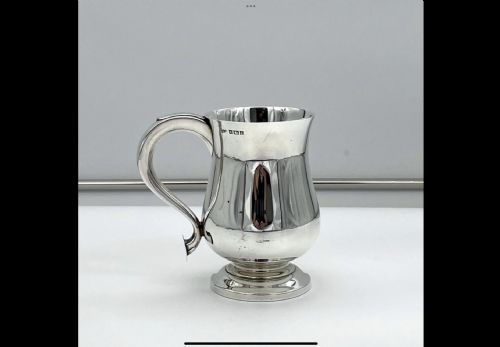 Mid 20th Century Modern Sterling Silver Pint Mug Birmingham 1960 H Clifford Davis Ltd