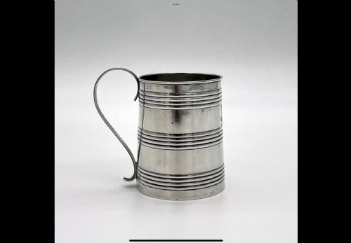 Antique Newcastle sterling silver christening mug 