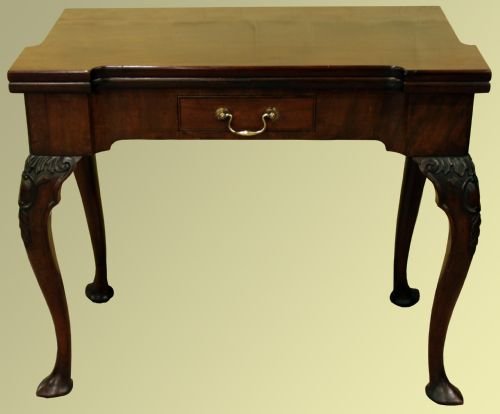 A Mahogany George III Style Card Table with Baize Interior