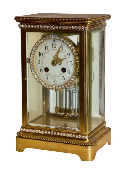 A Brass Cased 4 Glass Mantel Clock