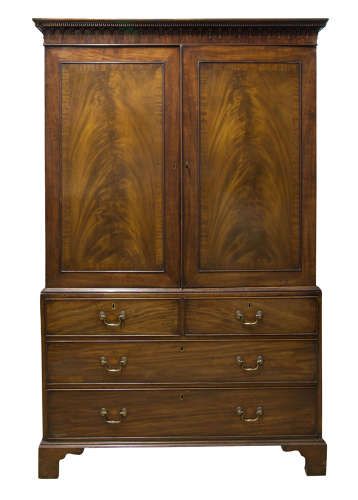 George III Mahogany Linen Press