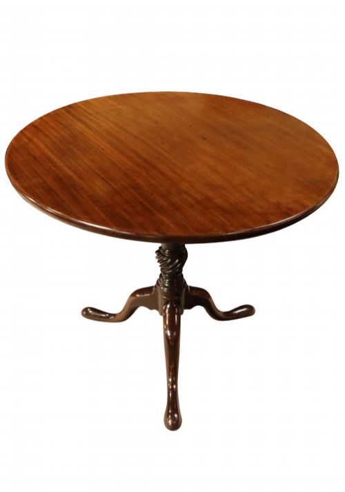 GEORGE II MAHOGANY SNAPTOP OCCASIONAL TABLE WITH SPIRAL TWIST COLUMN CIRCA 1750