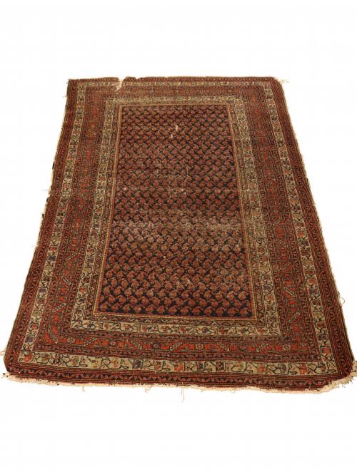 ANTIQUE PERSIAN HANDKNOTTED RUG WITH ALLOVER BOTEH DESIGN