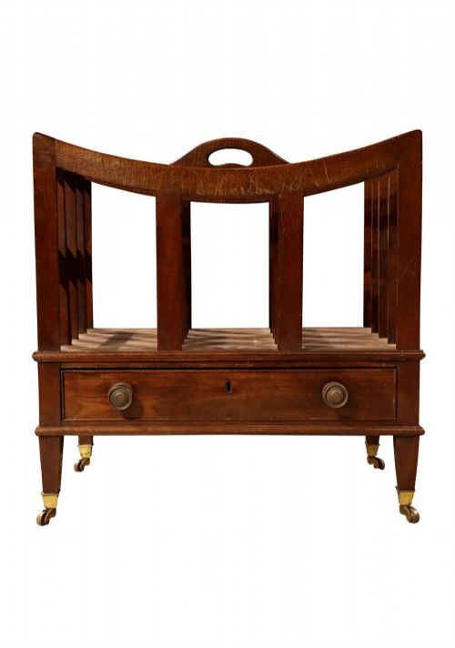 EDWARDIAN MAHOGANY CANTERBURY SHEET MUSIC CABINET WITH DRAWER C19001920