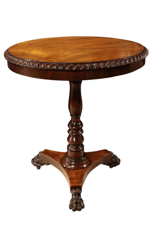 19TH CENTURY MAHOGANY TRIPOD WINE LAMP TABLE