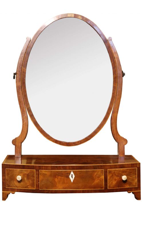 FINE GEORGIAN PERIOD MAHOGANY CROSSBANDED DRESSING TABLE MIRROR CIRCA 1790
