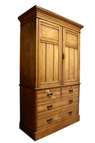 FINE ENGLISH ASH PRESS CUPBOARD IN THE MANNER OF MAPLE CO C1880 - ADDITIONAL PHOTO 1