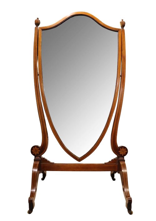 Fine Regency Inlaid Mahogany Cheval Mirror, C.1800–1820