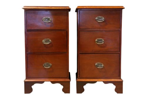Pair of Victorian Mahogany Three Drawer Bedside Chests (Adapted) C.1880